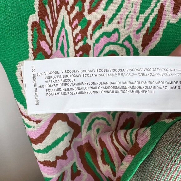 Minkpink Womens Sierra Sleeveless Knit Dress Small Green Pink Floral Pattern NWT - Picture 5 of 7